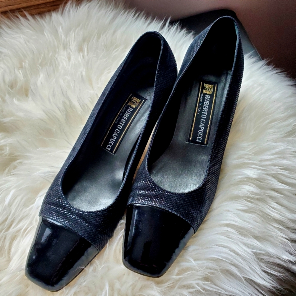 Roberto Capucci black leather Made in Italy shoes 8.5 Medium width